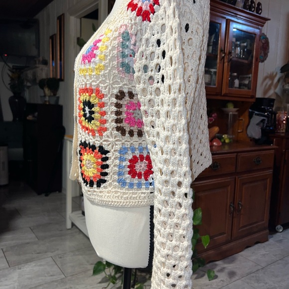 Colorful Crochet Cardigan Sweater - Picture 2 of 4